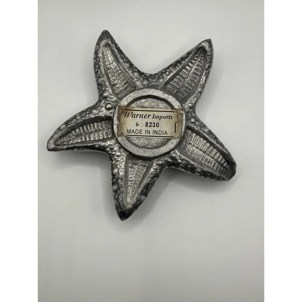 Set of 4 Silver Starfish Tealight Candle Holders Coastal Beach Nautical Decor